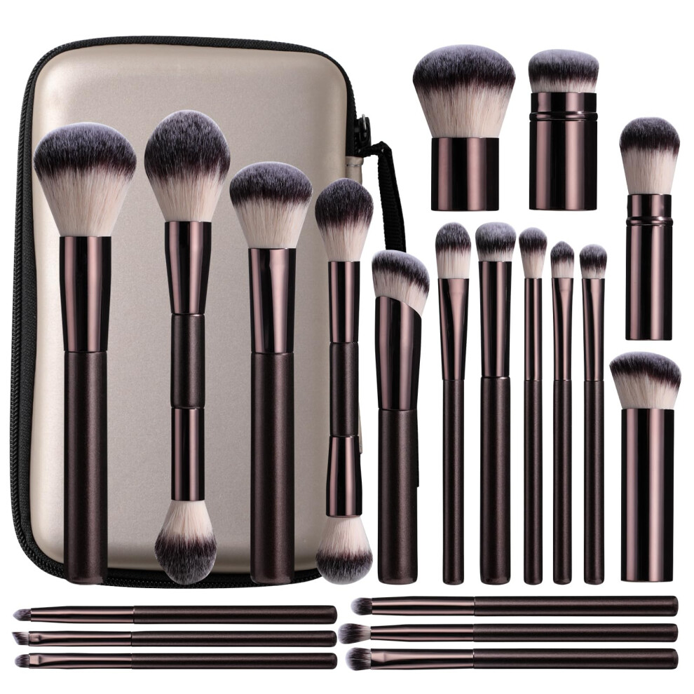 Bs-Mall Professional Makeup Brushes With Travel Case - Kabuki Brush Eyeshadow Brush Concealer Brush Blush Brush Bronzer & Foundation Brush 20 Pcs L