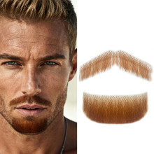 Finta Barba, Baffi e Pizzetto Realistici 100% in Pelo Naturale, Barbe Finte Invisibili per Halloween