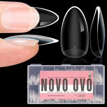 NOVO OVO Conseils d'Ongles en Amande Épais, Gel Doux à Retirer, Faux Ongles Mat Complets
