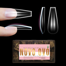 NOVO OVO Lange Coffin Nageltips SCULPTED (Geen NATUURLIJK) voor Curved Nagelbedden, Extra Dikke L Lengte Nepnagels