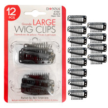 Donna Wig Clips 12pcs Black Extension Clips for Hair