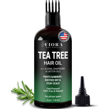 Fiora Naturals Tea Tree Olie voor Haar en Hoofd - met Jojoba, Druivenpit & Castor Olie - Helpt haargroei, Verzacht Jeukende Hoofd