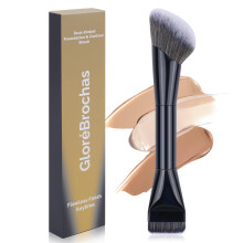 GloréBrochas Doppelend Make-up Pinsel, Flacher Foundation & Abgewinkelter Konturpinsel für makelloses Mischen