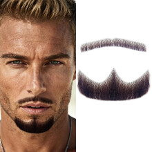 Barba Finta, Goatee e Mustacchio Realistico 100% Vero, Peluria Facciale Leggera per Halloween
