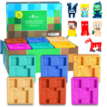 TNT Creeper Badebomben für Kinder mit Überraschungsspielzeug (6er Pack) - Große sprudelnde Bomben für Jungen & Mädchen - Fruchtige Düfte
