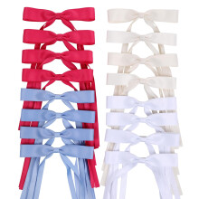 WORTL Hair Bows Clips Coquette Ribbon Bowknot with Long Tail Princess Hair Bows French Barrettes Hair Accessories for Women Girls 16PCS (Rose red, Cre