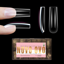 NOVO OVO Lange Vierkante Nageltips SCULPTED (Geen NATUURLIJK) voor Gebogen Nagelbedden, Extra Dikke L Lengte