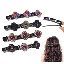 Sprankelende Kristallen Haarclips, Satijnen Haarbanden, Klavert Haarspeld met 3 Kleine Clips