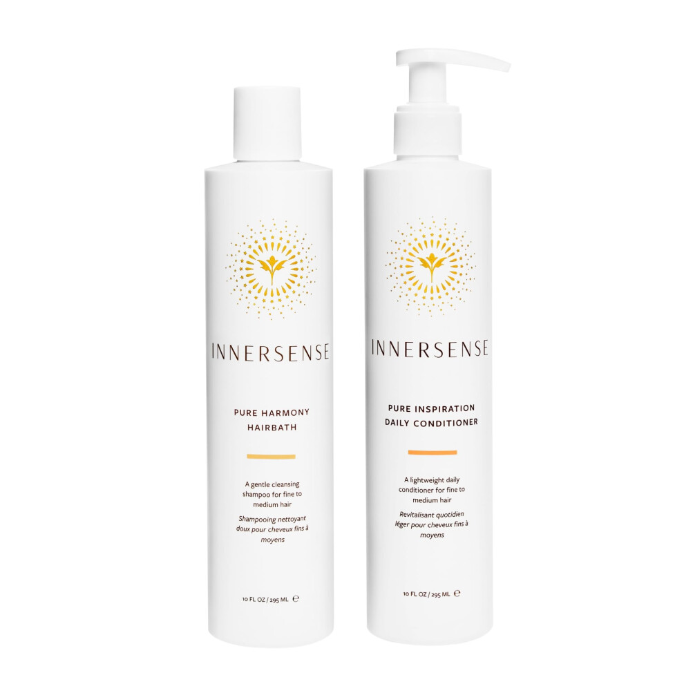 Innersense Organic Beauty - Pure Harmony Hairbath Shampoo + Inspiration Conditioner Duo | Non-Toxic, Cruelty-Free, Clean Haircare (10 Fl Oz Each)