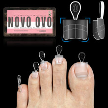NOVO OVO Gel Souple Faux Ongles de Pieds Mi-Couverture avec Ligne d'Aide pour Extension, Carrés pour Hommes Femmes