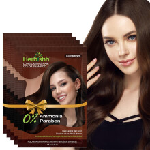 Champú Herbishh Marrón Oscuro, Tinte para Cabello 3 en 1, 100% Cobertura de Canas