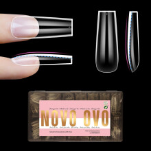 NOVO OVO Lange Vierkante Nageltips NATUURLIJK (Niet GESCHULPT) voor Platte Nagelbedden, Extra Dikke L Lengte Valse Nagels
