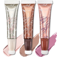 FOCALLURE Liquid Contour Stick 3-Piece Set - Cream Highlighter, Blush & Bronzer with cushion applicator, Moisturizing, Blendable, Long-Lasting for Fac