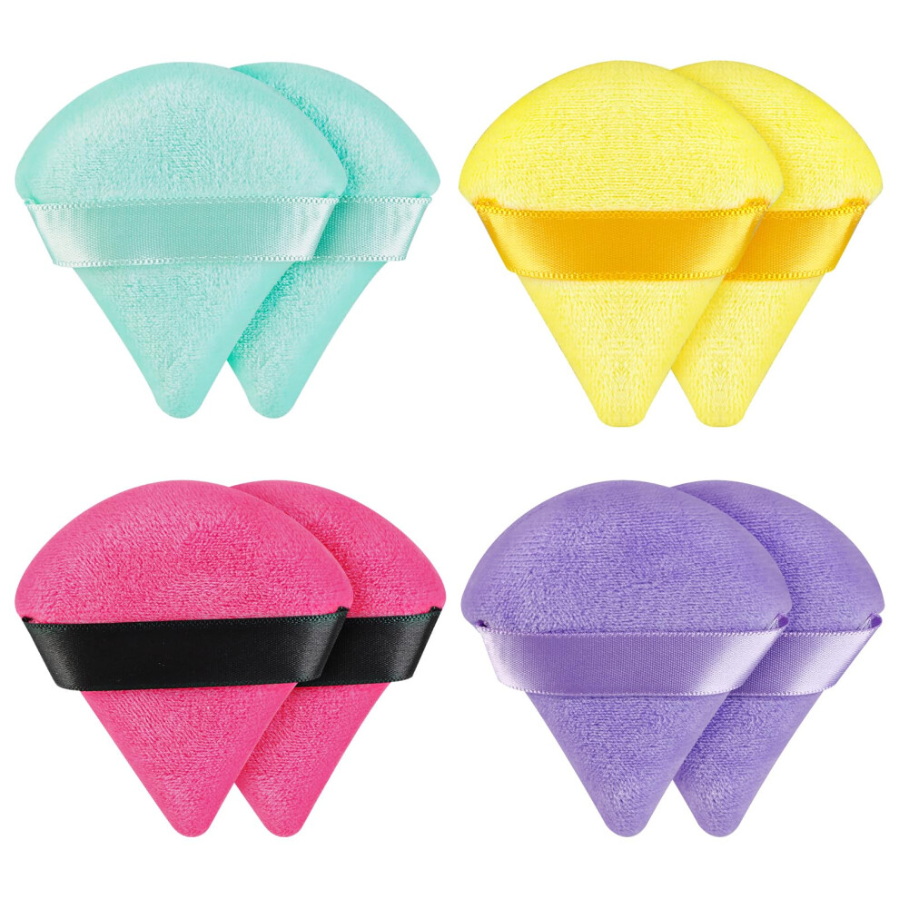 Mmq 8 Pieces Triangle Powder Puff Face Soft Triangle Makeup Puff Velour Cosmetic Foundation Blender Sponge Beauty Makeup Tools