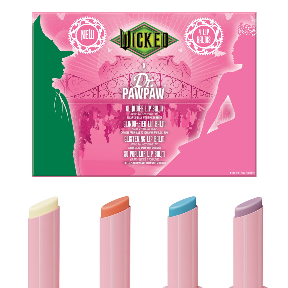 Dr. Pawpaw Original Dr. Pawpaw Glinda Wicked Balm Collection - Natural Lip Balm With Aloe Vera - Gluten Free Lip Moisturizer To Nourish Soften And Hydrate - 4 Pc