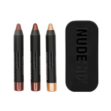 Nudestix Mini Nude Metallic Berry Eye Kit - 3-Piece Cream Eyeshadow & Eyeliner Pencil Set for Long-Wear Color | Rich Berry Tones with Metallic Finish
