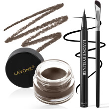 LAVONE Eyeliner Set - Wasserfester Makeup-Kit mit Flüssig-, Gel- und Winkel-Eyelinerpinsel