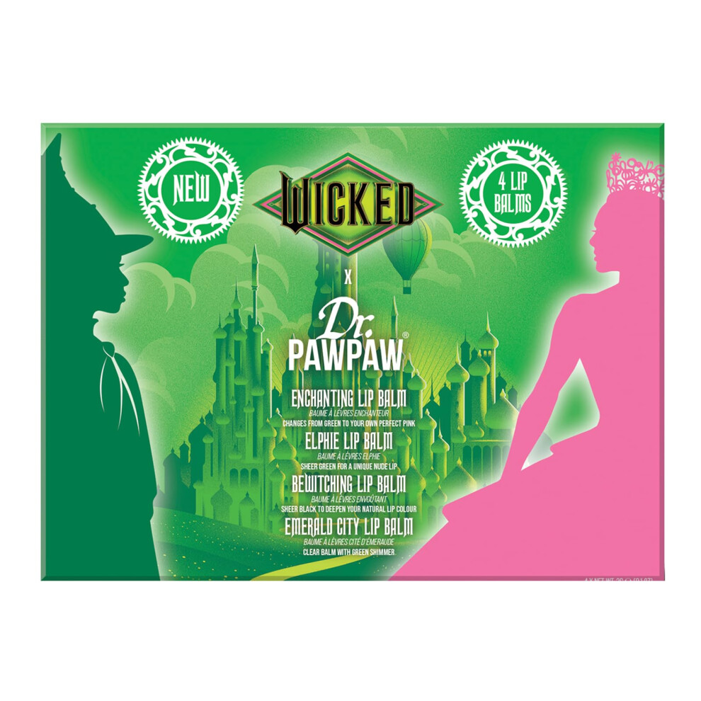 Dr. Pawpaw Original Dr. Pawpaw Elphaba Wicked Balm Collection - Natural Lip Balm With Aloe Vera - Gluten Free Lip Moisturizer To Nourish Soften And Hydrate - 4 Pc
