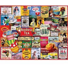 White Mountain Teatime Puzzle 1000 Piezas Retro Collage Rompecabezas para Abuelos Adultos