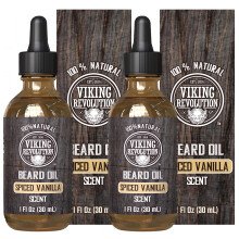 Viking Revolution Baardolie voor Mannen - Natuurlijke Baardolie Geur Vanille met Argan- en Jojoba-olie - Versterking