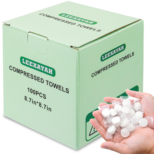 100 Stück Komprimierte Handtücher, Tragbare Tabletten, Camping Feuchttücher