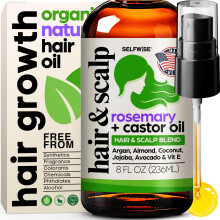 Bio Rosmarinöl für Haarwachstum mit Rizinus, Argan, Kokos, Mandel, Jojoba, Avocado, Traubenkern, Vitamin E, Lavendel & Pfefferminze