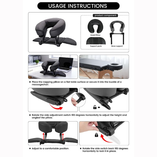 TRENDBOX Face Down Tabletop Massage Kit Adjustable Headrest Pillow 2