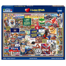 Puzzle White Mountain I Love Utah Puzzle da 1000 pezzi con collage di stato, regali per adulti e famiglie
