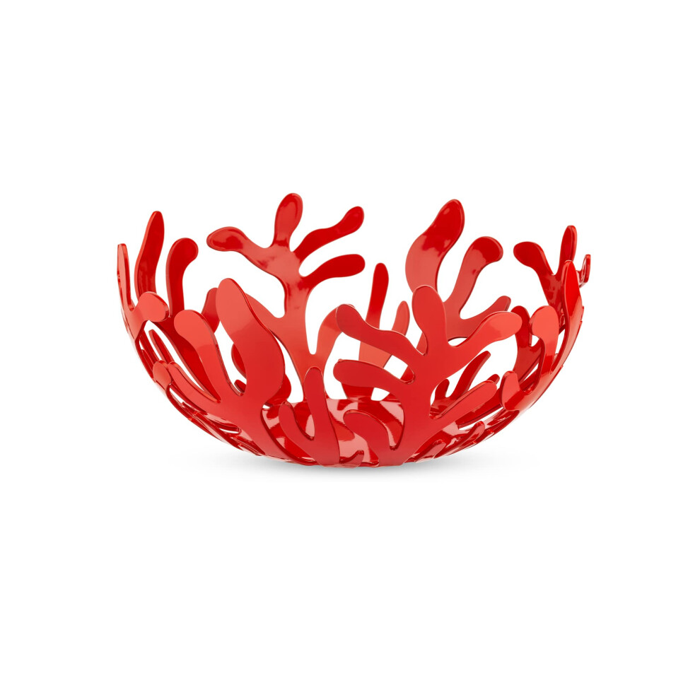 Alessi Esi01 / 21 Mediterraneo Fruit Holder In Stainless Steel Colo With Epoxy Resin, 21 Cm Red