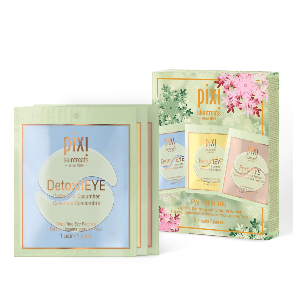 Pixi Beauty Holiday Eye Patch Trio | 3 Single Use Eye Patches For Depuffing Hydrating & Toning Under-Eyes | 3 Pairs 6 Patches