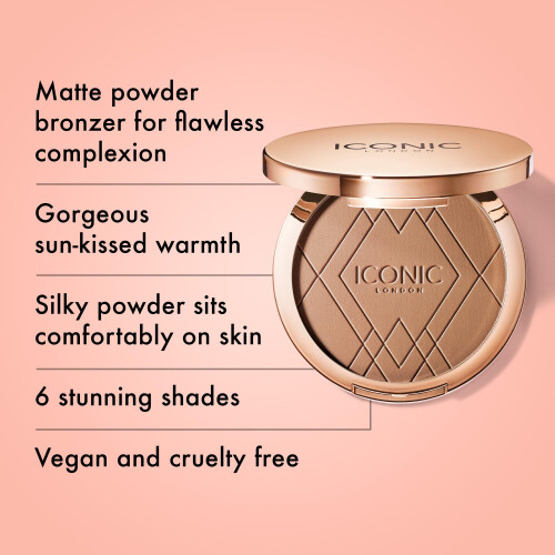 ICONIC LONDON Ultimate Bronzing Powder | Zachte Poeder, Flawless Matte Finish Bronzer (Medium Bronze) 0.59 oz 1