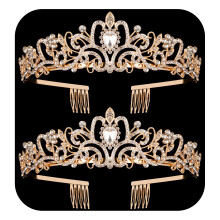 2 csomag arany kristly koronk tiara noi lnyoknak Elegns hercegno strasszos korona fsukkel Menyasszonyi Eskvoi Fejpntok Bli Szletsnapi Party