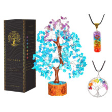 YATSKIA Crystal Tree - Turquoise and Amethyst - Tree of Life - Gemstones and Crystals - Spiritual Decor - Crystal Decor - Gemstone Tree - Home Office