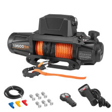 12 V DC Elektrischer Winde 6100 kg-Duoku-mit Synthetikseil Φ 9,5 mm x 28 m-Funk- und Drahtfernbedienungen-IP67 wasserdicht