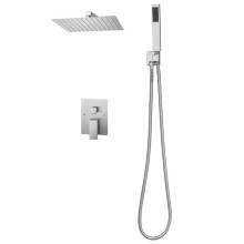 Douchekraan set - DUOKU - BF12-321G - Vierkante handdouche 305 mm - Geborsteld nikkel - Handdouche 1,8 m
