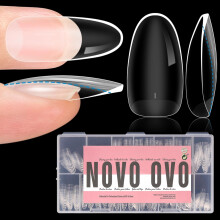 NOVO OVO Ongles Ovales Épais Pressés, Courbe Naturelle, Gel Souple, Faux Ongles Mat