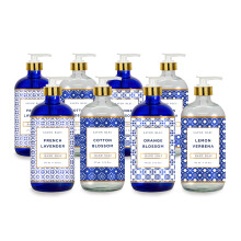 Savon Bleu Flüssigseifen Kollektion - 16oz Glasflaschen - 8er Pack - Home and Body Company