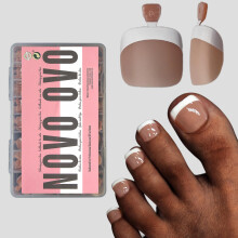NOVO OVO Neppende Teennagel Tips, Franse Tip Zachte Gel Teennageluitbreiding, BROWN PINK
