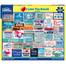 White Mountain I Love The Beach Puzzle, 1000 darabos vintage nyri kiraks jtkok felnotteknek s csaldoknak