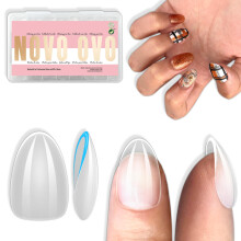 NOVO OVO Extra Korte Amandel Nageltips, Dikke Volledige Dekking Valse Nagels, Druk op, Soft Gel