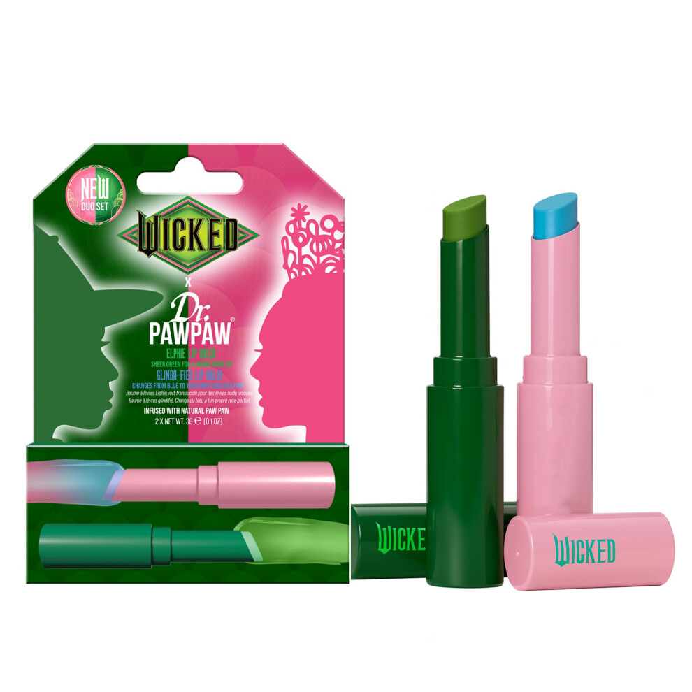 Dr. Pawpaw Original Dr. Pawpaw Wicked Lip Balm Duo - Elphie Glinda-Fied - Natural Balm With Aloe Vera - Gluten Free Lip Moisturizer To Soften And Hydrate - 2 Pc