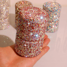 Bestbling Bling Glittrande rhinestone Femdelad Makeupborste Set - Komplett Skönhetsverktyg för Perfekt Makeup (Rosa)