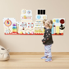 Cateam Sensory Wandpaneel voor Kinderen - Activiteitenwand voor Peuters en Kleuters. 16in1 Leercentrum. Houten Montessori Speelgoed