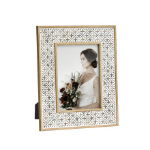 Afuly White Photo Frame 7x5 Moroccan Bohemian Decor shabby chic Oak 3D pattern, Picture Frames for Wall and Tabletop