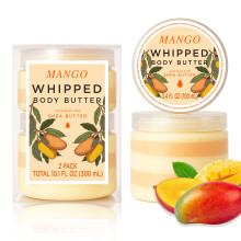 Beurre Corporel Fouetté à la Mangue, Hydratant pour Peau Sèche, Cadeaux Mangue pour Femmes-2 Pack (3.4oz + 6.8oz)