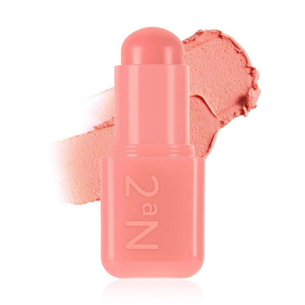 2An Peach Pocket Cotton Blurring Stick (01 Baby 0.12Oz) - 2-In-1 Lip And Cheek Soft Blur Stick Cloudy Matte Finish Tone-On-Tone Makeup Lightweight