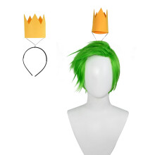 abouder Anime Groene Peruc met Pony Lichtgroene Kunststof Gelaagde Stekels voor Cosplay