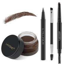 LAVONE Augenbrauen Stempel Bleistift Set mit wasserfestem Bleistift, Eyeliner, Pomade & Pinsel - Espresso