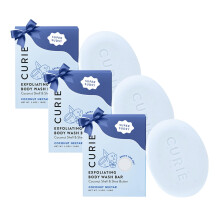 Curie Kokosnuss-Nektar Peeling-Seifenstück - Natürlich, Vegan, Sulfatfrei für sanftes Peeling & strahlend weiche Haut (3er Pack)