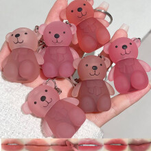 Petansy Velvet matt folykony rzs 6 sznu vzll hosszan tart szjfny ajakfolt Cute Bear 2 az 1-ben kulcstart szjfny koreai ajakmz termszete